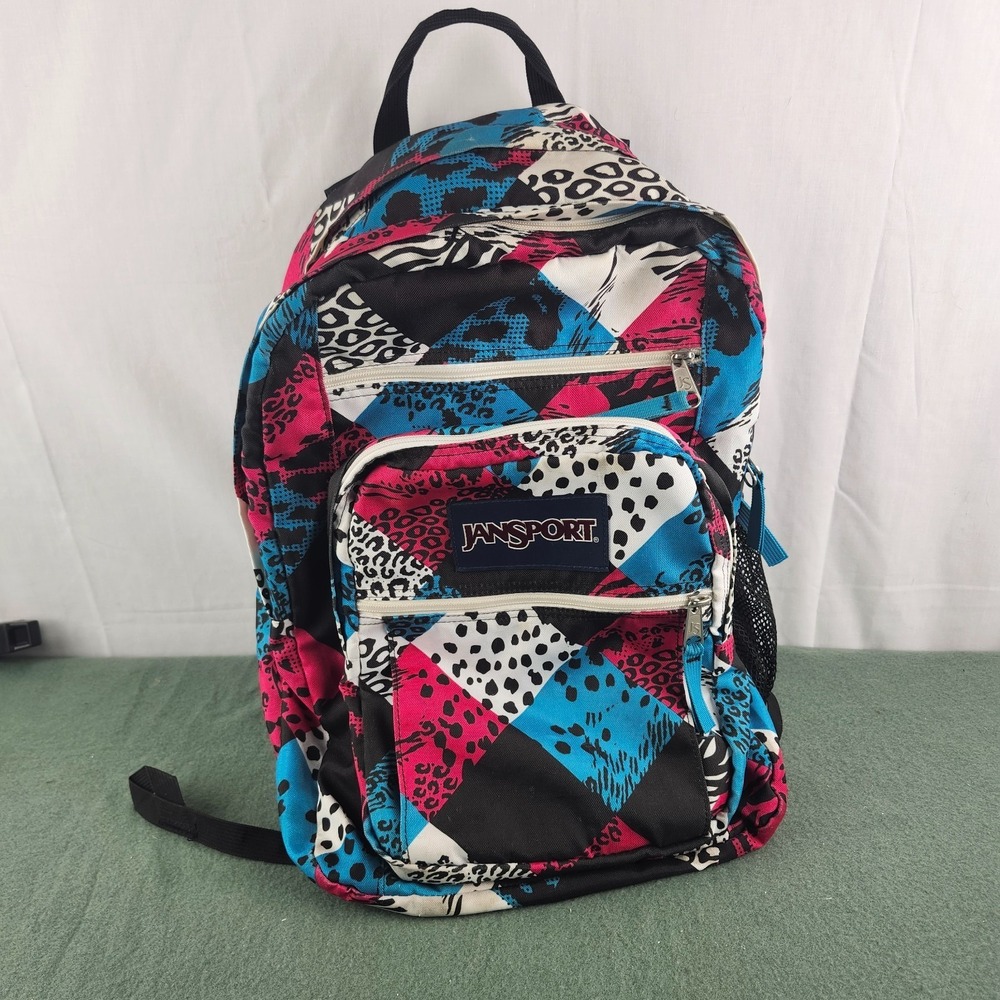 Jansport Big Student Backpack Geometric‎ Animal Print Multi Water Bottle Pocket